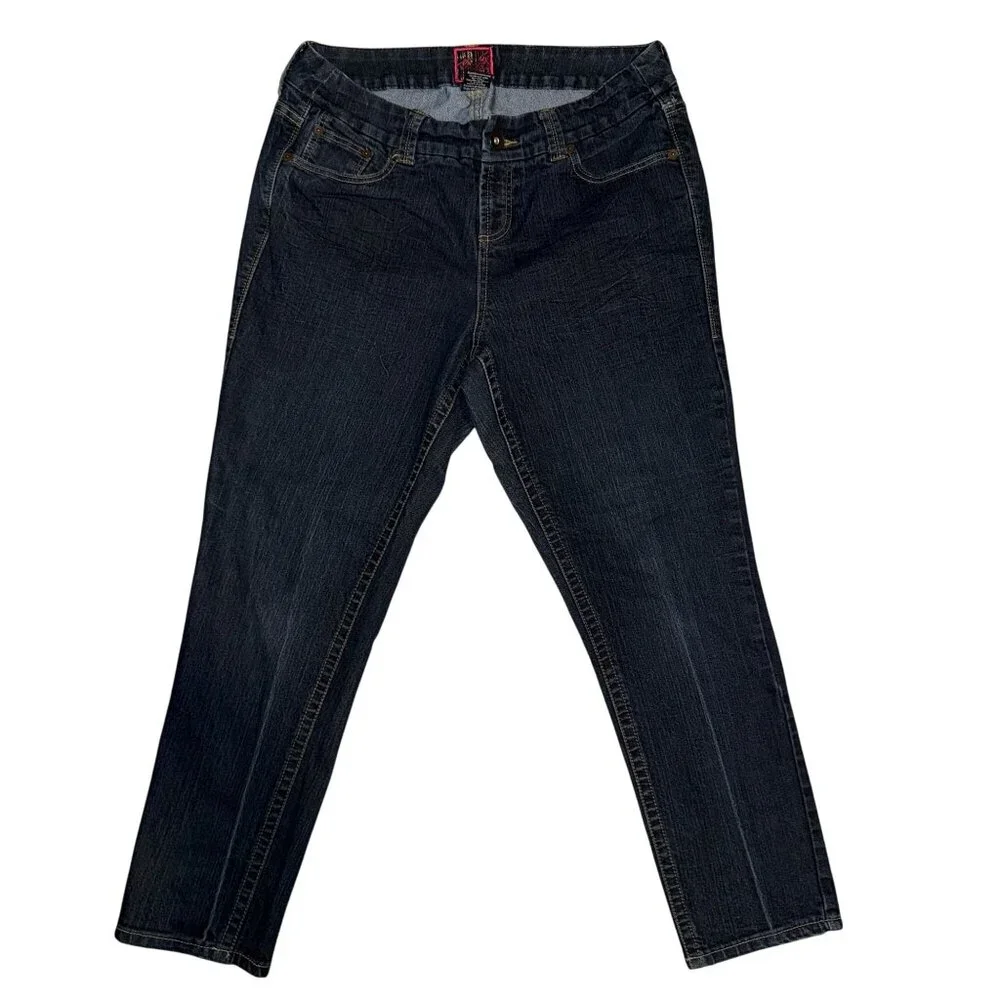 Torrid Plus Size Bootcut Jeans Womens 16 28 Blue Denim Stretch Dark Wash Pockets - Picture 2 of 8